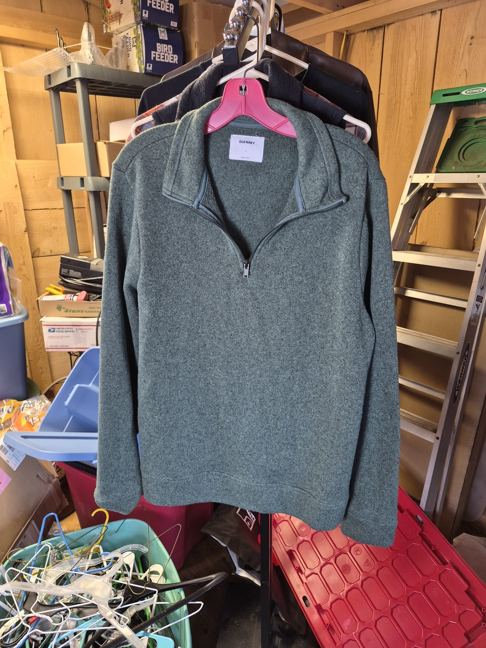 GAP Women's Green Heathered Quarter-Zip Turtleneck Sweater Bin 66